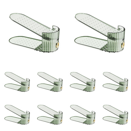 10pcs Plastic Shoe Rack Double Layer Adjustable Simple Shoe Storage Organizer