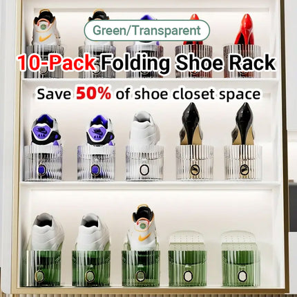 10pcs Plastic Shoe Rack Double Layer Adjustable Simple Shoe Storage Organizer