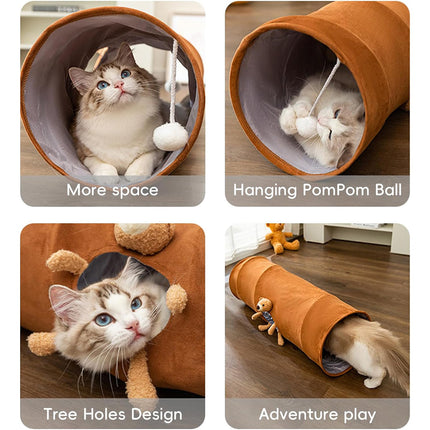 Cat Tunnel Toy 80/120cm Straight Tube Play Channel Interactive Pet Toy for Cats