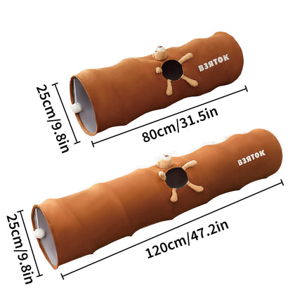 Cat Tunnel Toy 80/120cm Straight Tube Play Channel Interactive Pet Toy for Cats