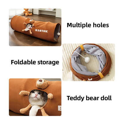 Cat Tunnel Toy 80/120cm Straight Tube Play Channel Interactive Pet Toy for Cats