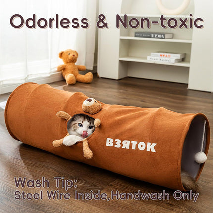 Cat Tunnel Toy 80/120cm Straight Tube Play Channel Interactive Pet Toy for Cats