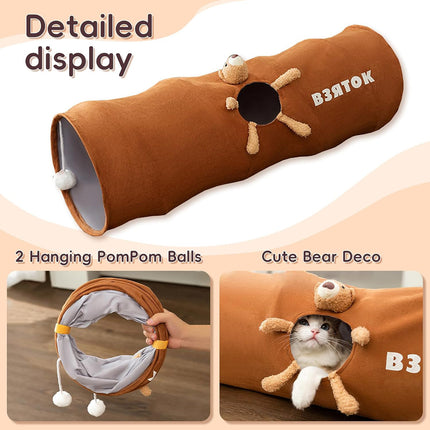 Cat Tunnel Toy 80/120cm Straight Tube Play Channel Interactive Pet Toy for Cats