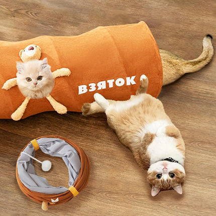 Cat Tunnel Toy 80/120cm Straight Tube Play Channel Interactive Pet Toy for Cats