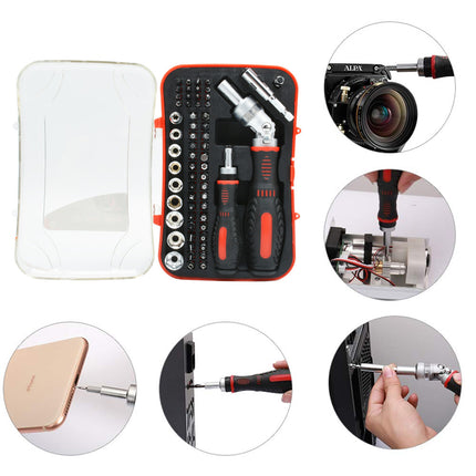 61PCS Manual Ratchet Screwdriver Set 1/4 Inch for Home DIY Repair Tool Kit