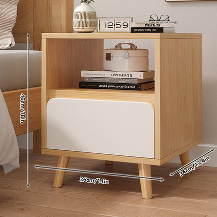 Bedside Table with Drawers Nightstand Wood End Table Bedroom Storage Space Saving