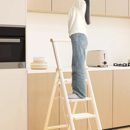 Folding 5 Step Ladder 154cm Carbon Steel 20cm Wide Pedals for Home Garage Use