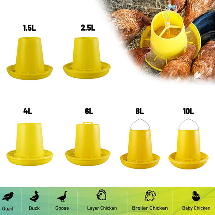 Chicken Feeder BucketPlastic Feeding Trough Bowl Farm Poultry Food Dispenser