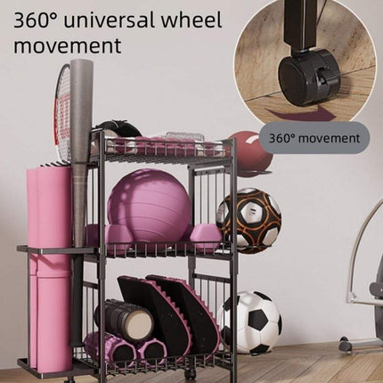 Multi Function Sports Equipment Storage Rack Ball Badminton Racket Yoga Mat