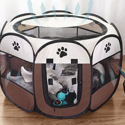 Pet Fence Indoor Cat Dog Tent Octagonal Fence Portable Foldable Cage Kennel