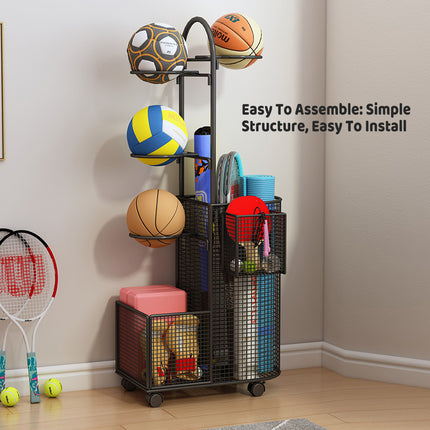 Home Sports Equipment Storage Rack for Mats Balls Sports Equipment Sturdy