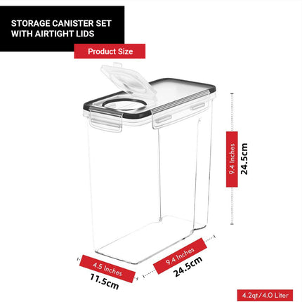 Food Storage Jar Set 4PCS Kitchen Grain Container Airtight Cereal Canister Box