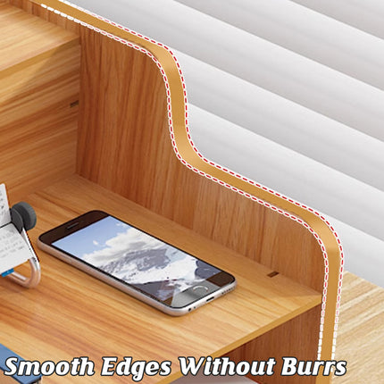 Wooden Desktop Storage Box with Locking Drawer Space Saving for Home Office Use