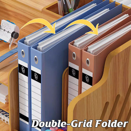 Wooden Desktop Storage Box with Locking Drawer Space Saving for Home Office Use