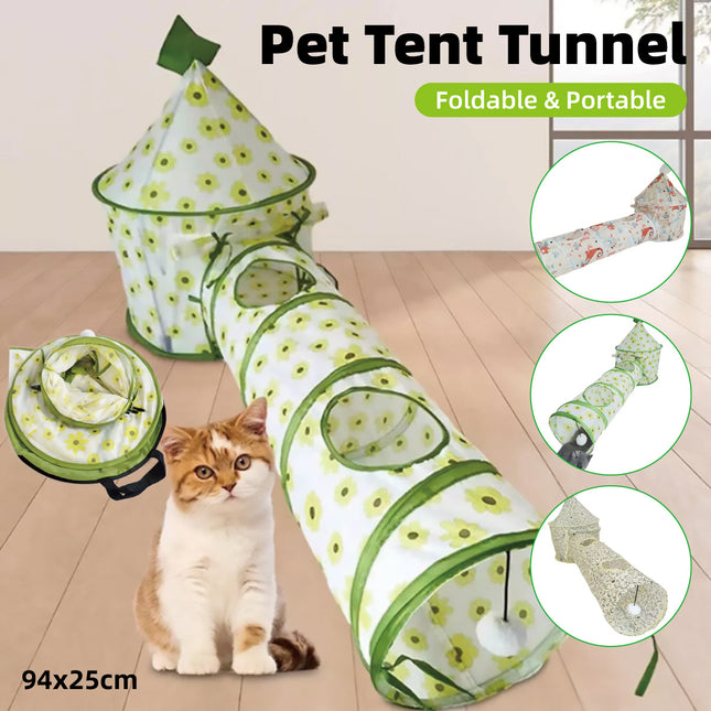 Cat Play Tunnel Foldable Tent Tube Interactive Drilling Tunnel Toy Indoor Pets