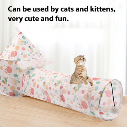 Cat Play Tunnel Foldable Tent Tube Interactive Drilling Tunnel Toy Indoor Pets