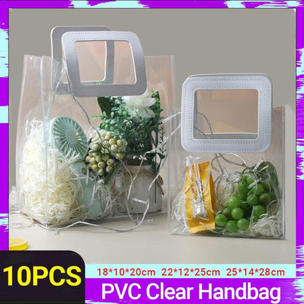 10 x Clear PVC Transparent Handbags for Shopping & Weddings - Aimall