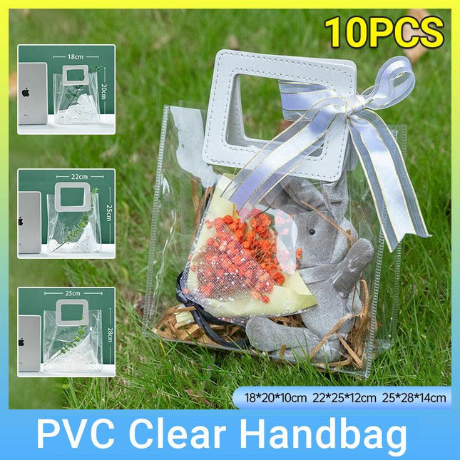 10 x Clear PVC Transparent Handbags for Shopping & Weddings - Aimall