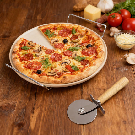 3PCS Round Pizza Stone Baking Tray for Oven Grill Pizza Bread Cooking 33x33cm