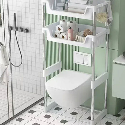 Toilet Storage Rack Over Toilet Shelf Floor Stand Bathroom Organiser Small Space