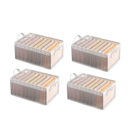 4pcs Transparent Clothes Storage Box Thickened Pants Basket Wardrobe Organizer
