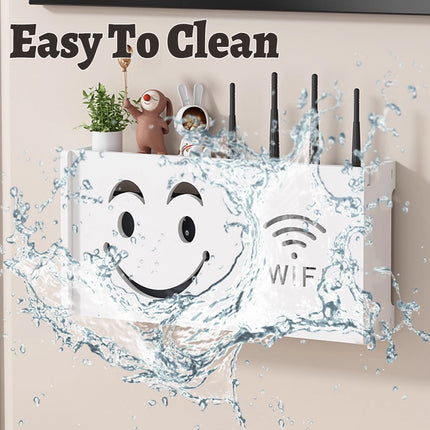 No Drill Wall Mounted Router Storage Box Cable Organizer for WiFi Router Use