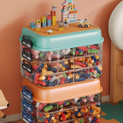 3-Layer Stackable Storage Box for Building Blocks Toy Organizer with Sorting Trays