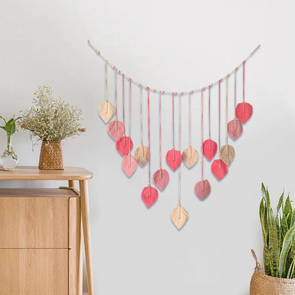 Bohemian Wall Hanging Cotton Cord Wood Bead Tassel Wall Tapestry Photo Decor