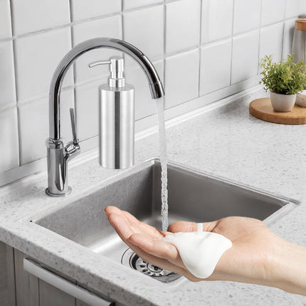 Soap Dispenser 500ml Stainless Steel Pump Silver Bathroom Liquid Container
