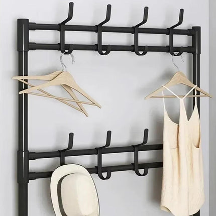5-Layer Hall Tree with Metal Coat Rack Shoe Rack Entryway Storage Organizer Home