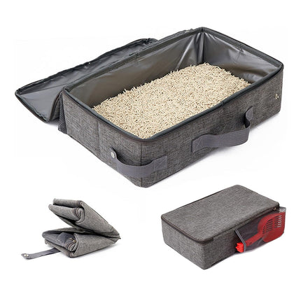 Foldable Cat Litter Box Portable Travel Toilet for Outdoor with Zipper Closure