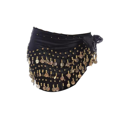 1X 3Rows Belly Dance Dancing Hip Scarf Belt Chain Skirt Golden Tone 98 Coin Bead - Aimall