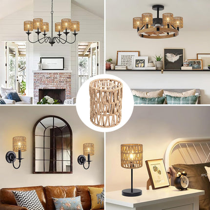 Natural Paper Rope Lampshade 15x11.5cm Rattan Style Pendant Light Shade Decor