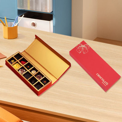 Chocolate Gift Box 5pcs Book Style Clamshell 12 Slot Hardbound Packaging Boxes