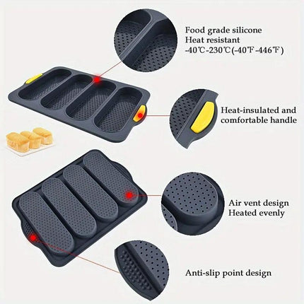 Silicone Cake Mould Oval 4 Compartment Non Stick Baking Pan Home Kitchen Tools