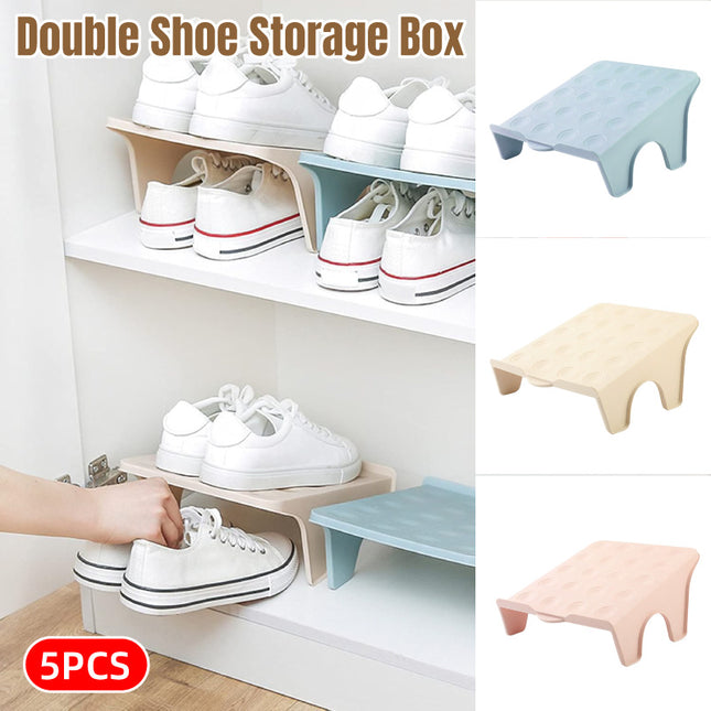 5pcs Double Layer Shoe Rack Simple Storage Organizer Space Saving Shoe Holder