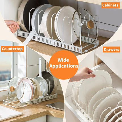 Retractable Kitchen Storage Rack Pot Lid Holder Cutting Board Organizer Stand