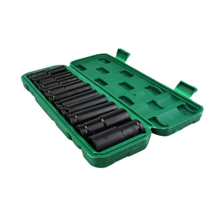 10pcs 8-24mm Impact Socket Set Metric Imperial Drive Air Garage Deep