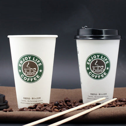 250Sets Disposable Coffee Cups 400ml Food-Grade with Lids for Cafe Takeaway Use