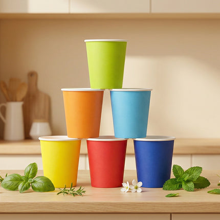 300PCS 6Coloures Paper Cups Food-Grade Paper for Party Water Hot Cold Decor Use