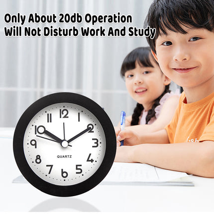 Silent Desktop Small Alarm Clock with Night Light Battery-Powered Durable