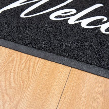 Black Door Mat Welcome Carpet Modern Simple Silk Ring Floor Entrance Rug Indoor