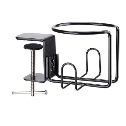 Clip-On Table Cup Holder Metal Cup Tray Adjustable Clip Anti-Slip Base Stable