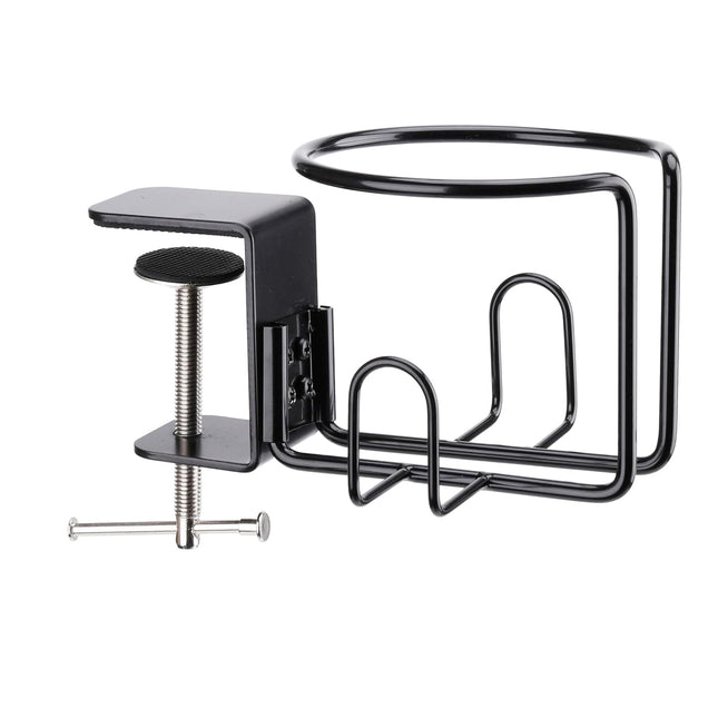 Clip-On Table Cup Holder Metal Cup Tray Adjustable Clip Anti-Slip Base Stable