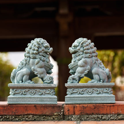 1 Pair Chinese Style Small Stone Lion Decoration Home Desktop Decor Art Craft