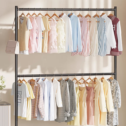 Double Layer Clothes Rack Durable Metal Frame Sturdy for Living Room Balcony Use