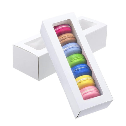 50pcs Macaron Boxes Open Window Pastry Drawer Packaging for Bakery Desserts