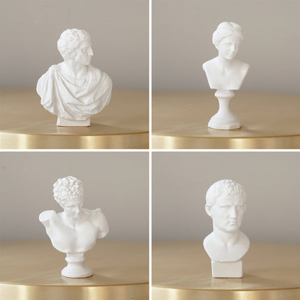 10 Pcs Mini Desktop Decorative Sculptures Resin White Classical Busts