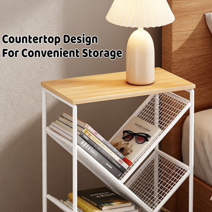 Mobile Wheeled Small Bookshelf Floor Storage Rack for Home Office Storage