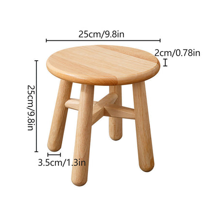 Wooden Round Stool Shoe Changing Low Stool Sturdy Compact for Entryway Home Use